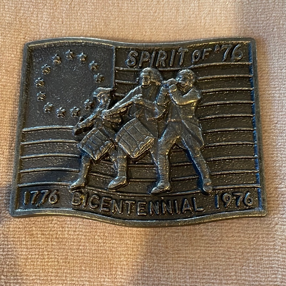 Spirit of 76 United States Of America Bicentennial Patriotic Vintage Belt Buckle